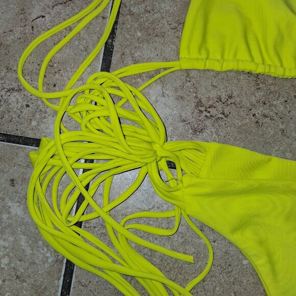 MIKOH Bright Yellow Bikini Top(Size Large) and Bottom9Size Small) - Picture 4 of 6